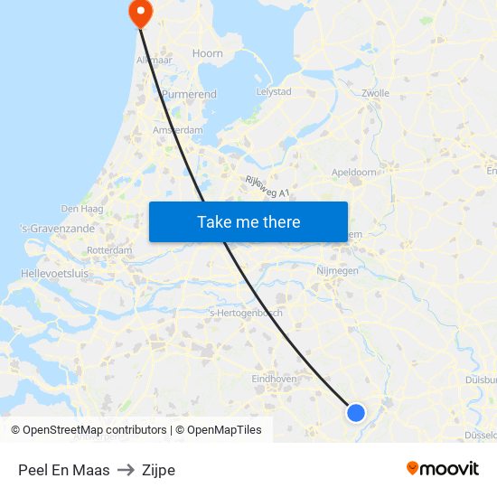 Peel En Maas to Zijpe map