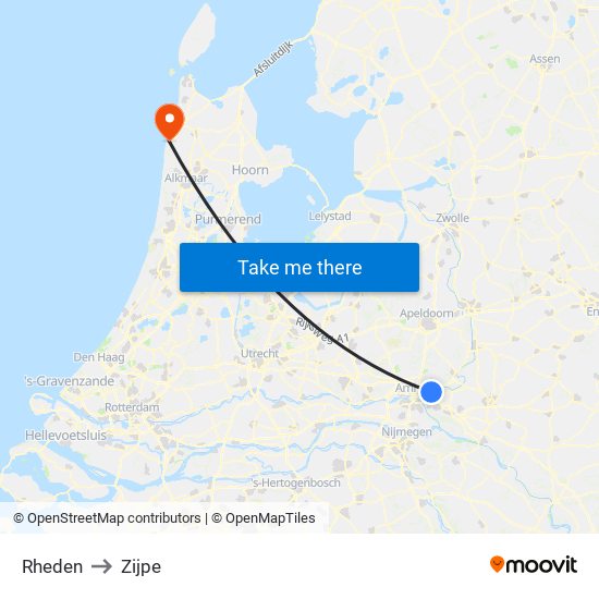 Rheden to Zijpe map