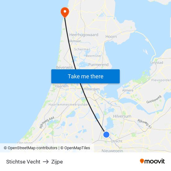 Stichtse Vecht to Zijpe map