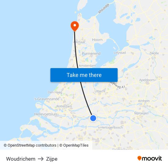 Woudrichem to Zijpe map