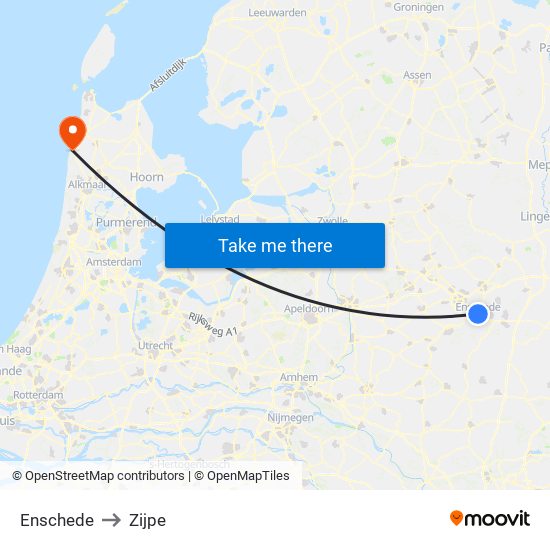 Enschede to Zijpe map