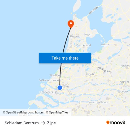 Schiedam Centrum to Zijpe map