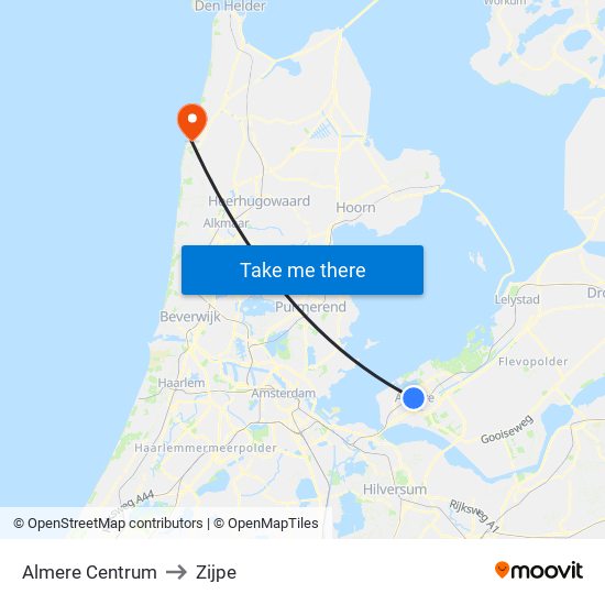 Almere Centrum to Zijpe map