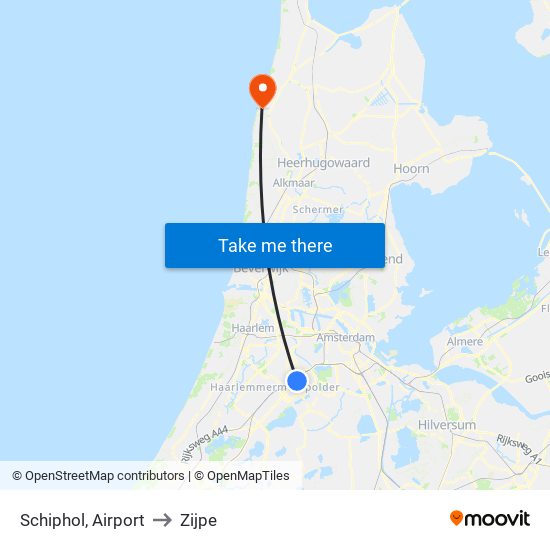 Schiphol, Airport to Zijpe map