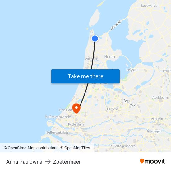Anna Paulowna to Zoetermeer map