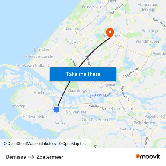 Bernisse to Zoetermeer map