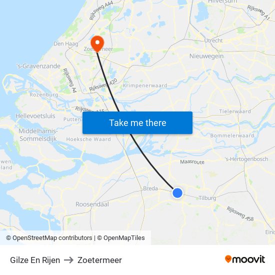 Gilze En Rijen to Zoetermeer map