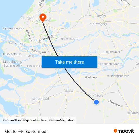 Goirle to Zoetermeer map