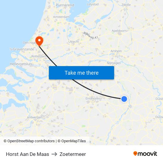 Horst Aan De Maas to Zoetermeer map