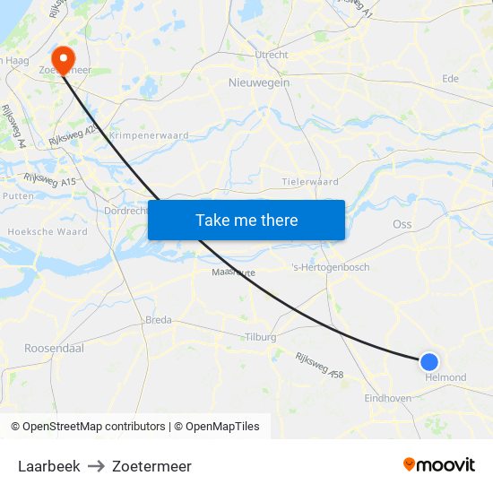 Laarbeek to Zoetermeer map