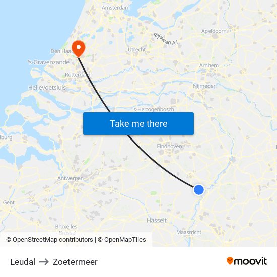 Leudal to Zoetermeer map