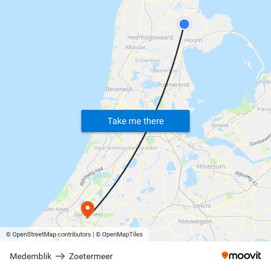 Medemblik to Zoetermeer map