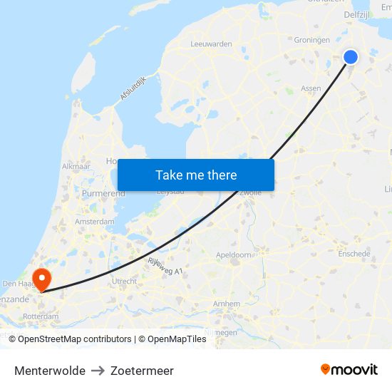 Menterwolde to Zoetermeer map