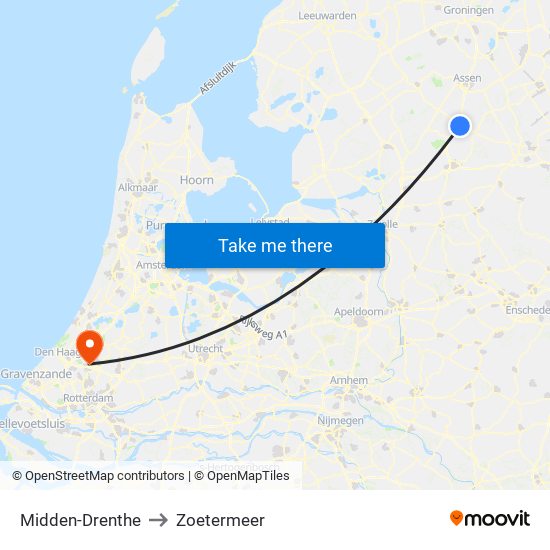 Midden-Drenthe to Zoetermeer map