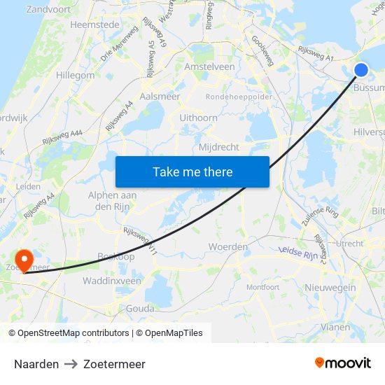 Naarden to Zoetermeer map