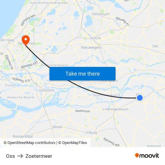 Oss to Zoetermeer map