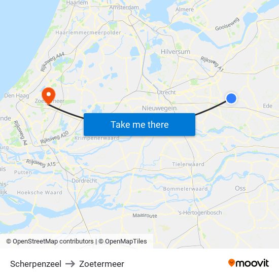 Scherpenzeel to Zoetermeer map