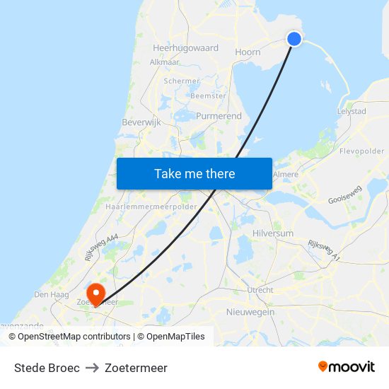 Stede Broec to Zoetermeer map