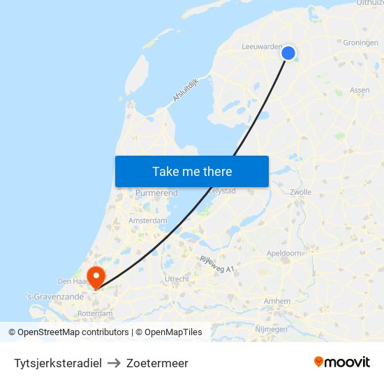 Tytsjerksteradiel to Zoetermeer map