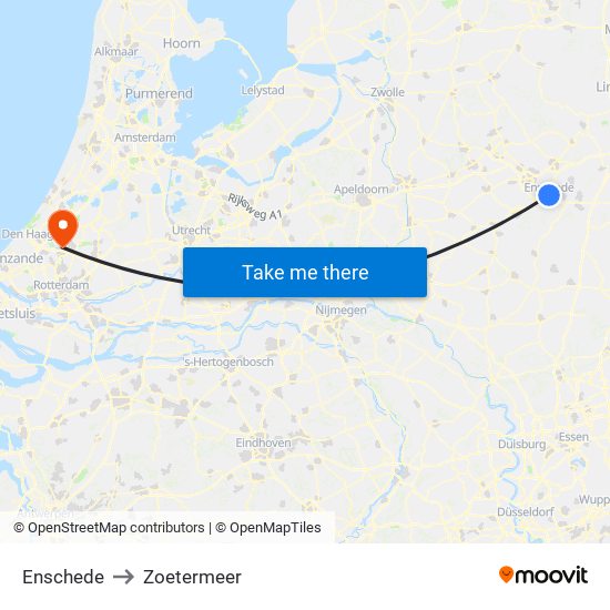 Enschede to Zoetermeer map