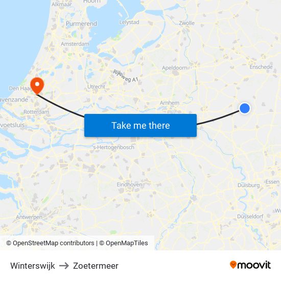 Winterswijk to Zoetermeer map