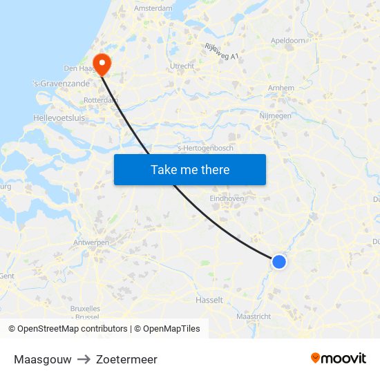 Maasgouw to Zoetermeer map