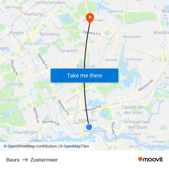 Beurs to Zoetermeer map