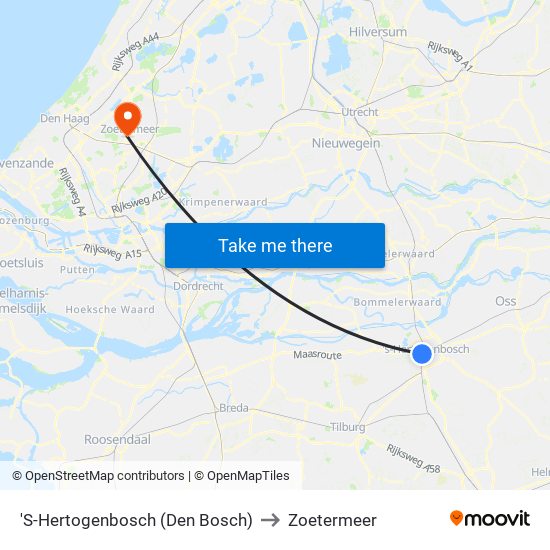 'S-Hertogenbosch (Den Bosch) to Zoetermeer map