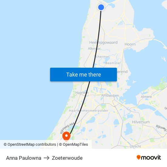 Anna Paulowna to Zoeterwoude map