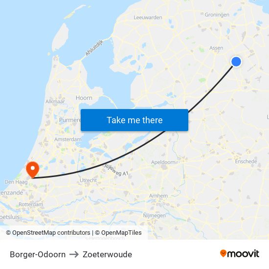 Borger-Odoorn to Zoeterwoude map