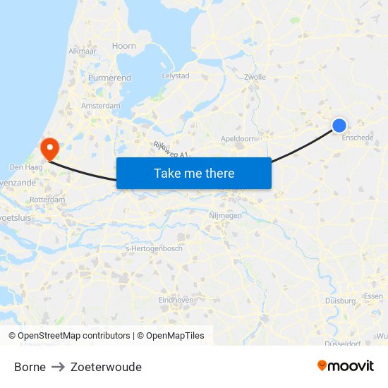 Borne to Zoeterwoude map