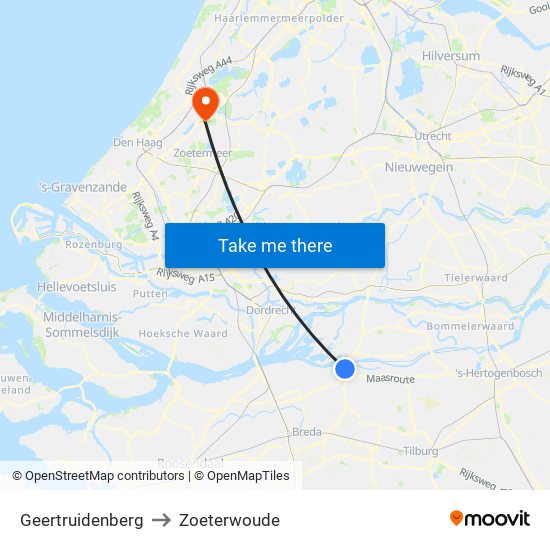 Geertruidenberg to Zoeterwoude map