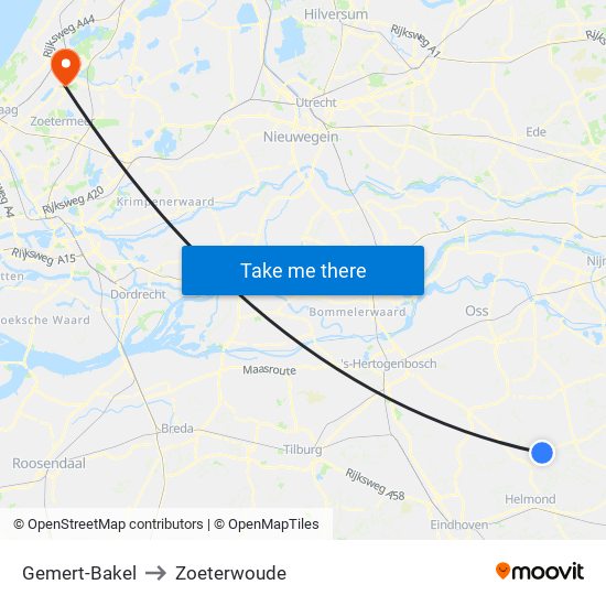 Gemert-Bakel to Zoeterwoude map