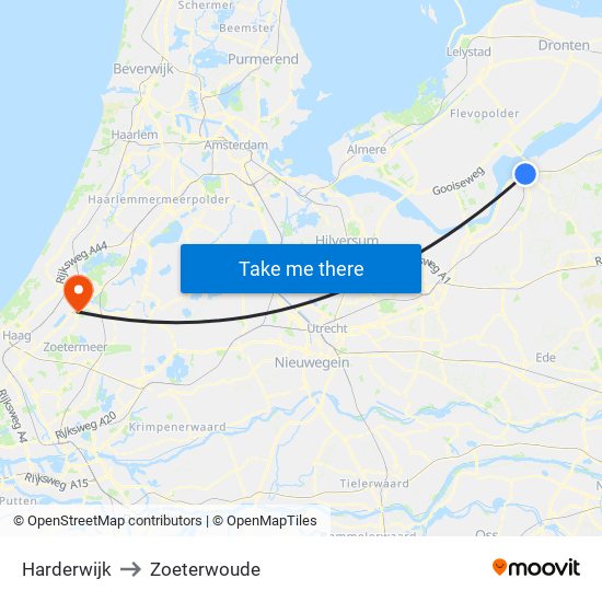 Harderwijk to Zoeterwoude map