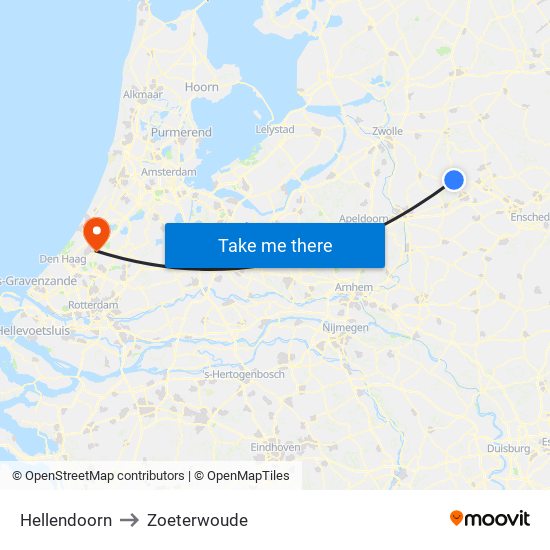 Hellendoorn to Zoeterwoude map