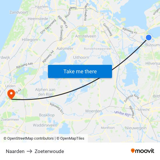 Naarden to Zoeterwoude map