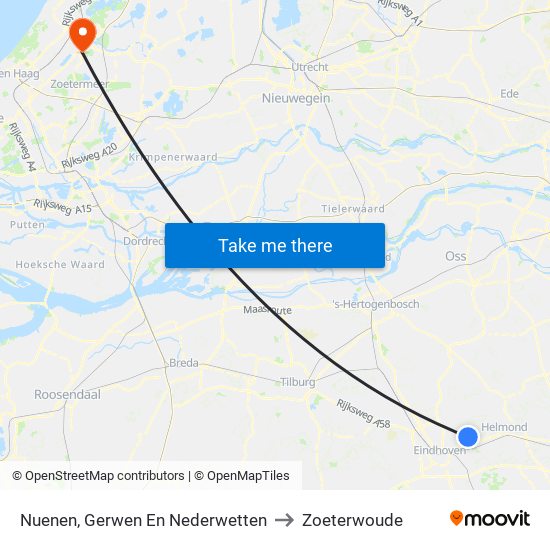 Nuenen, Gerwen En Nederwetten to Zoeterwoude map