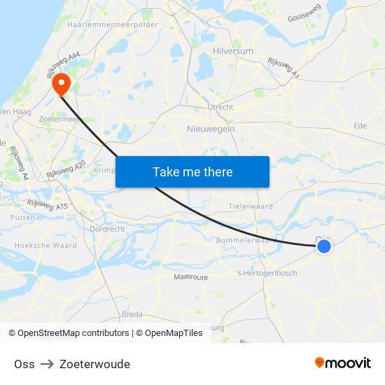 Oss to Zoeterwoude map