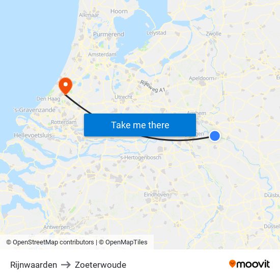 Rijnwaarden to Zoeterwoude map