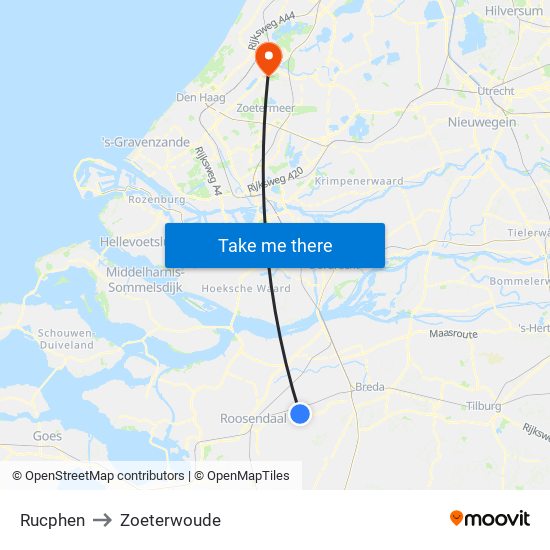 Rucphen to Zoeterwoude map