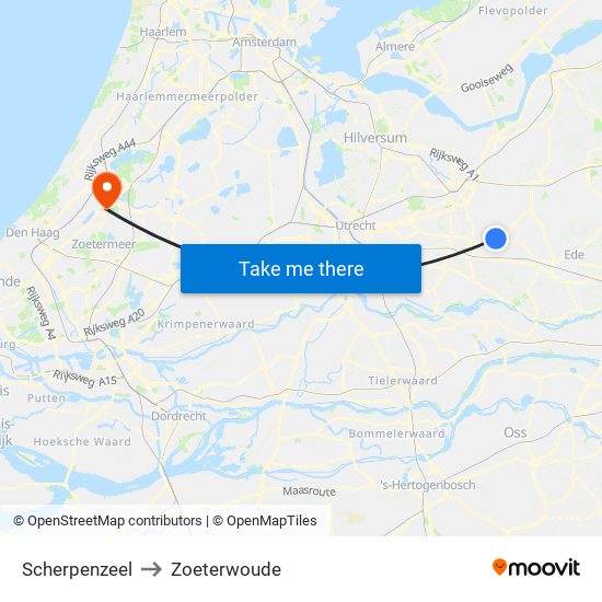 Scherpenzeel to Zoeterwoude map