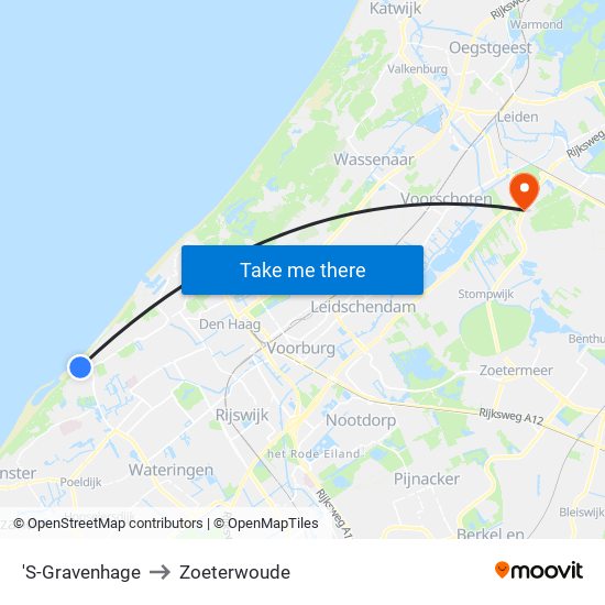 'S-Gravenhage to Zoeterwoude map