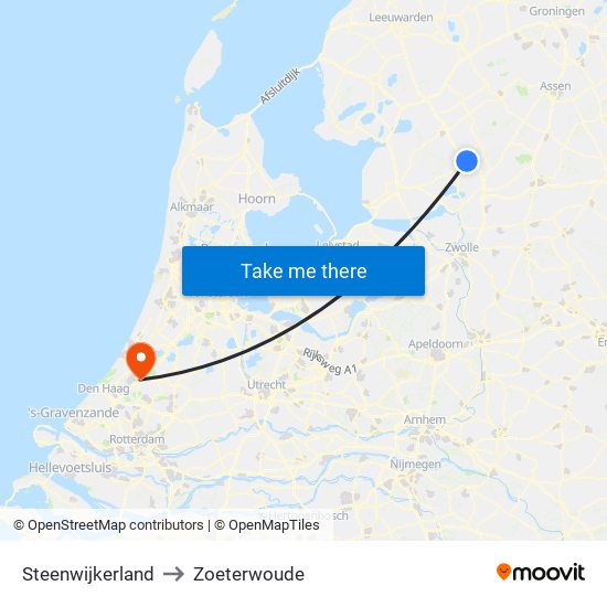 Steenwijkerland to Zoeterwoude map