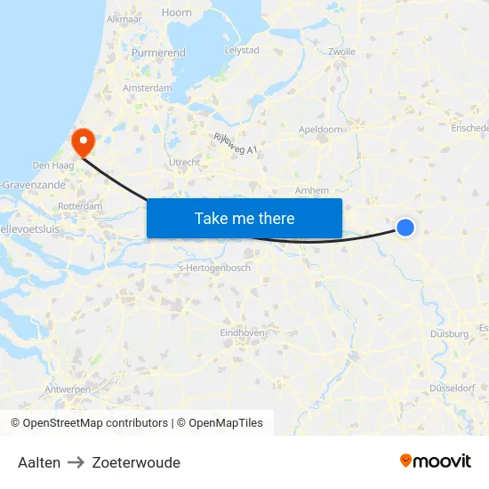 Aalten to Zoeterwoude map