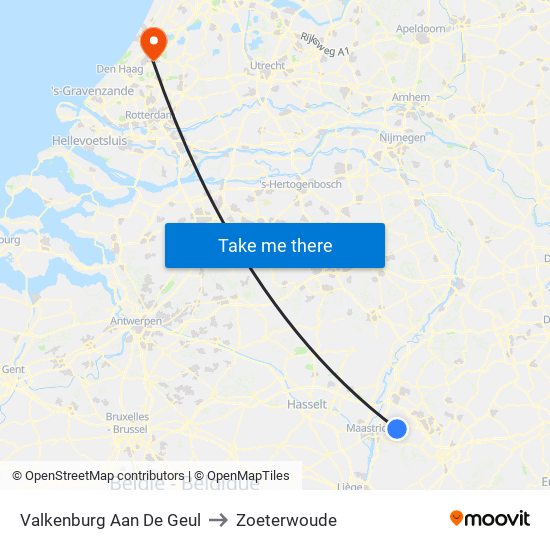Valkenburg Aan De Geul to Zoeterwoude map
