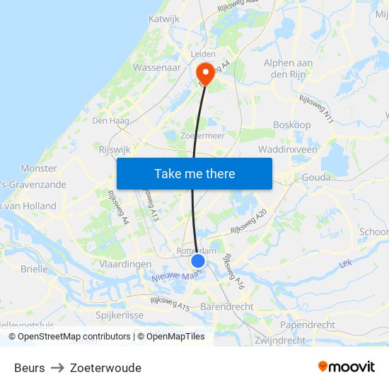 Beurs to Zoeterwoude map