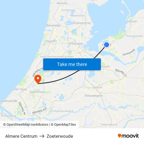 Almere Centrum to Zoeterwoude map