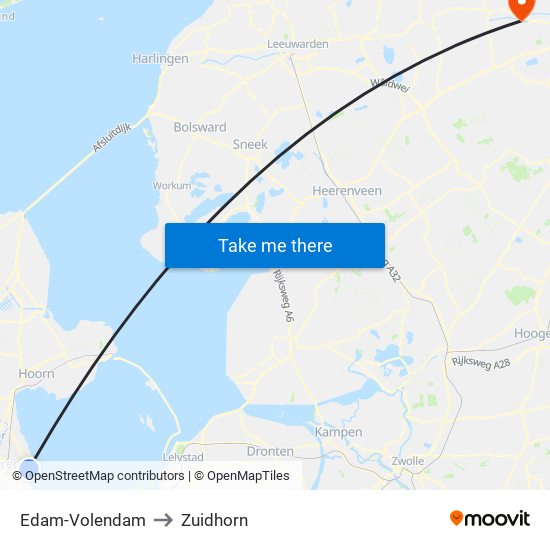 Edam-Volendam to Zuidhorn map