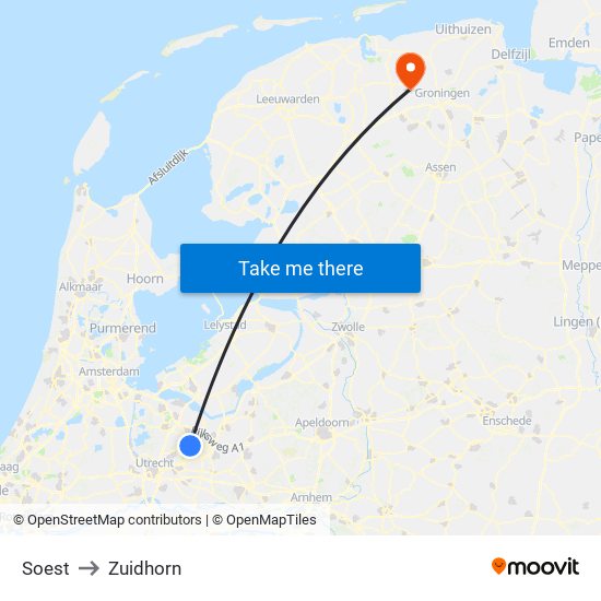 Soest to Zuidhorn map