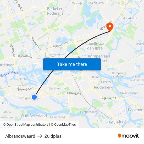 Albrandswaard to Zuidplas map